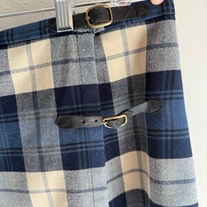 Eddie Bauer Navy and Cream Plaid Pencil Skirt